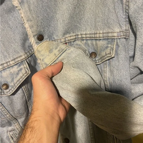 LEVI'S Vintage 1970's RAD Naturally Faded Denim Sherpa-Lined Jacket Size M - Picture 7 of 11